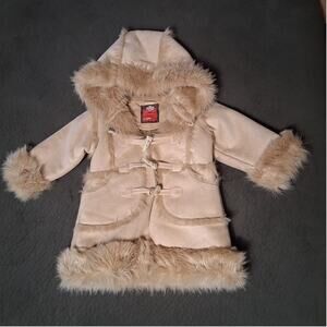12-18 Months Faux Suede / Fur Lined Winter Coat for Girls Gap Toggle Duffle